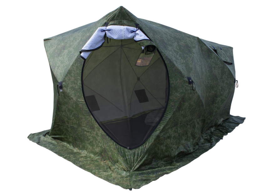 Палатка зимняя КУБ 3 Дубль (трехслойная, дышащая, камуфляж, москитная сетка)